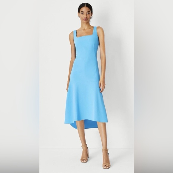Ann Taylor Dresses & Skirts - Ann Taylor Sky Blue Square Neck Drop Waist Cocktail Dress Wedding Guest Preppy